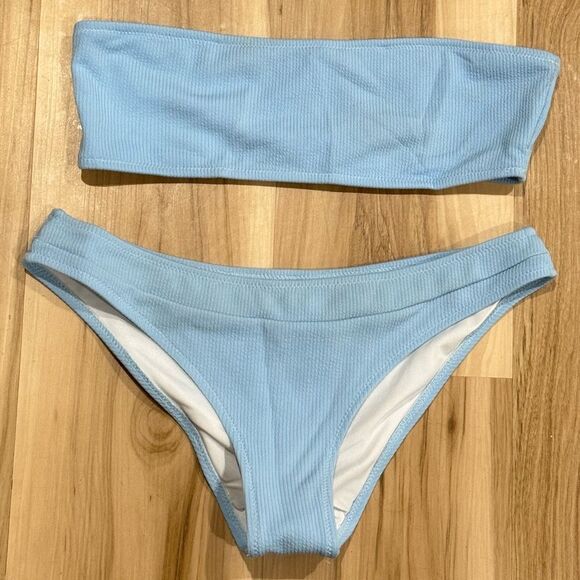 Zaful Light Blue Strapless Bikini Women’s 8 - Picture 1 of 2